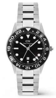 Daniel Wellington Iconic GMT Link Black Ceramic Bezel Silver DW00100919