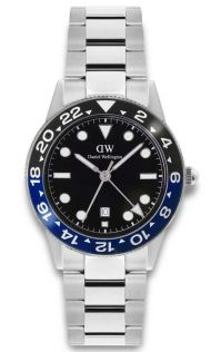 Daniel Wellington Iconic GMT Link Black Blue Ceramic Bezel Silver DW00100921