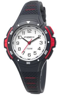 Vattentät sportklocka med ljus svart och röd | FIBEXAAC03