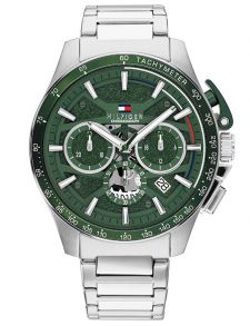 Tommy Hilfiger Mens Steel Green Chrono 44mm