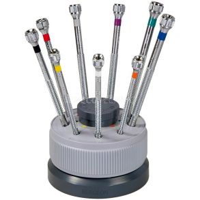 Bergeon 5970 Set of 9 Screwdrivers on a Totating Stand Ø 0- 2 mm 217879