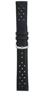 Falkenlund Deluxe Beco 22mm Black Calf Leather Rally Strap Stainless Steel Buckle 338122S