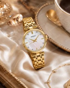 Seiko 8 Diamonds Golden Sapphire Mother-of-Pearl Ladies 29mm