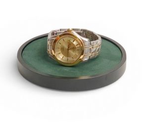 MORELUND Watchmat in Aluminium/Green Leather MO2400