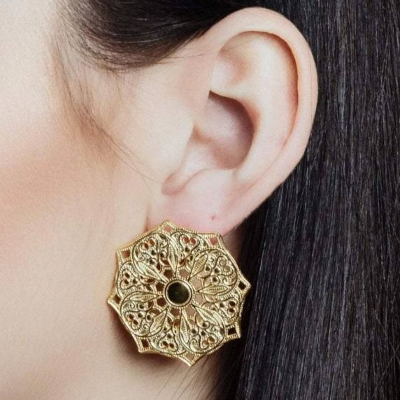 Lucy Ashton Mandala Stud Earrings Gold Plated