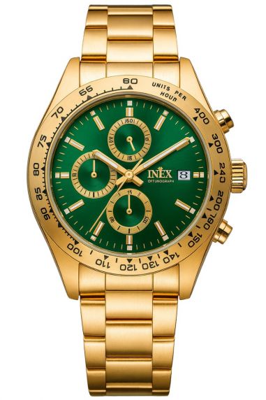 Inex Mens 100m Golden Green Chronograph 40mm