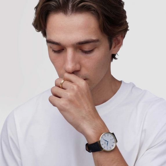 Daniel Wellington Classic Roman Numerals Date Black Croc Belly Gold DW00100915